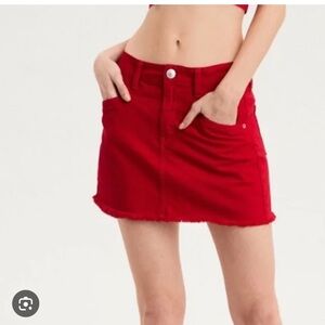 New with tags American eagle high rise festival Red Denim Midi Skirt